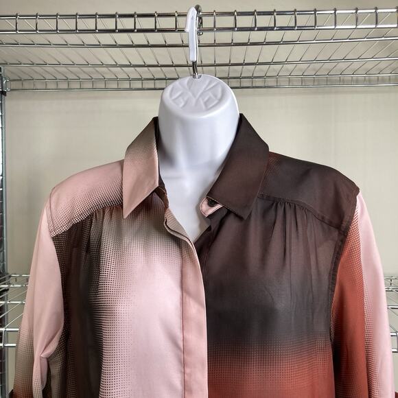 Reiss Women's Ombré Button Up Long Tunic Top‎ Size 6 Statement Modern Lagenlook - Picture 7 of 10